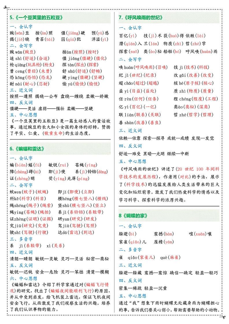 三升四年级上册语文彩虹课课贴（7页）-四上语文|明哥资源