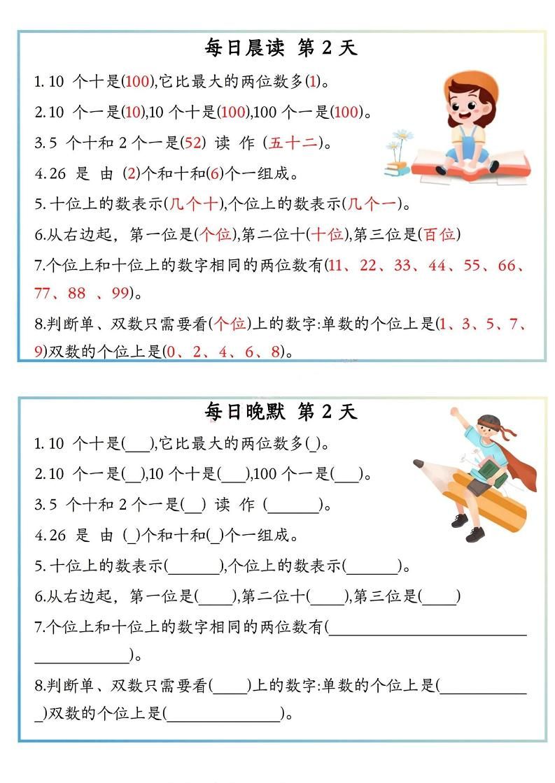 新一上数学早读晚默必会知识汇总（10页）|明哥资源