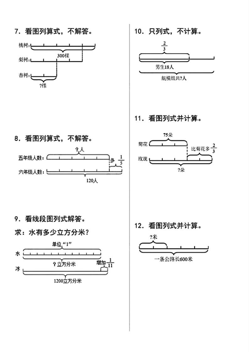 六上数学看图列式|明哥资源