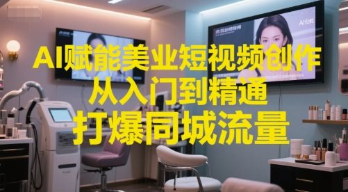 AI赋能美业短视频创作，从入门到精通，打爆同城流量，超级AI工具短视频实操落地|明哥资源