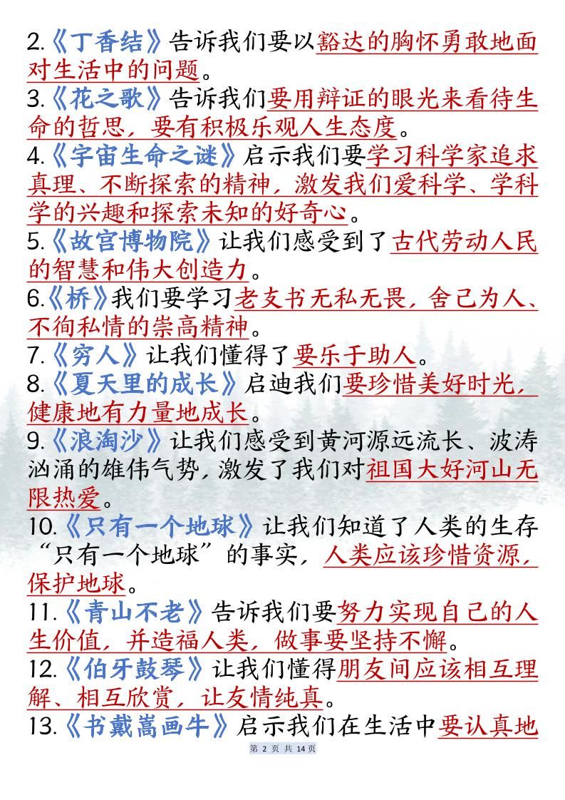 六上语文课内必背知识点汇总（共14页）|明哥资源