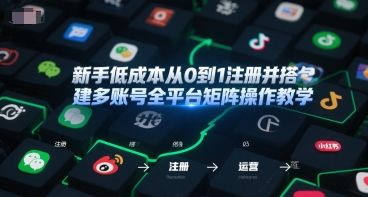 新手低成本从0到1注册并搭建多账号全平台矩阵操作教学，手机号-邮箱-IP-工具|明哥资源