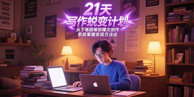 21天写作蜕变计划，从下笔困难到爆文创作，系统掌握变现方法论|明哥资源