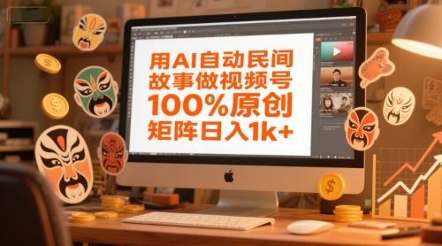 用AI自动民间故事做视频号，100%原创，矩阵日入1k+|明哥资源