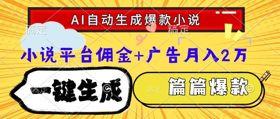 Ai自动生成网文爆款小说，一件生成小说大纲、故事情节，每篇都是爆款，...|明哥资源