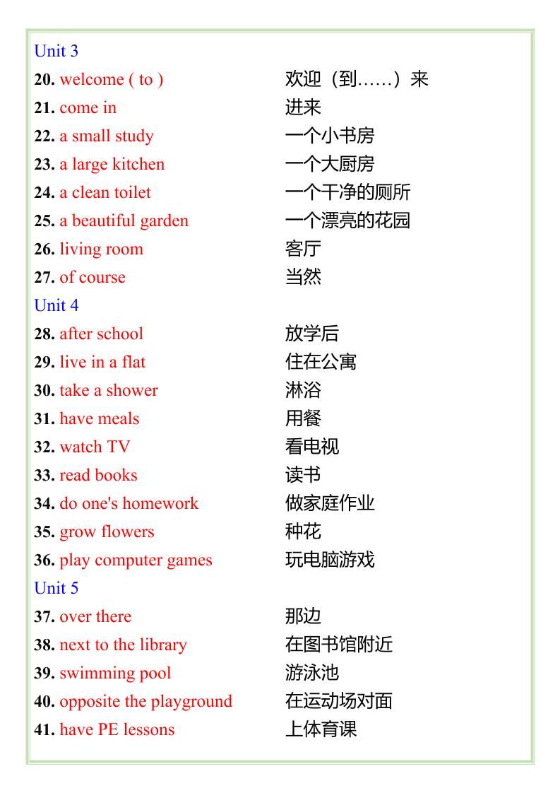 【2025秋新版】四年级上册重点英语短语汇总|明哥资源