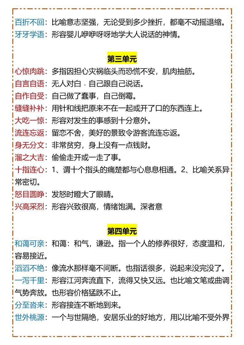 【2025秋新版】【六年级上册语文】各单元成语积累及解释|明哥资源
